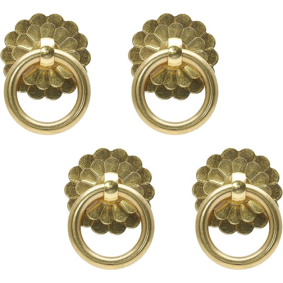 4 Pieces Brass Ring Pulls Handle, Gold Drawer Knobs, Vintage Style Ring ...