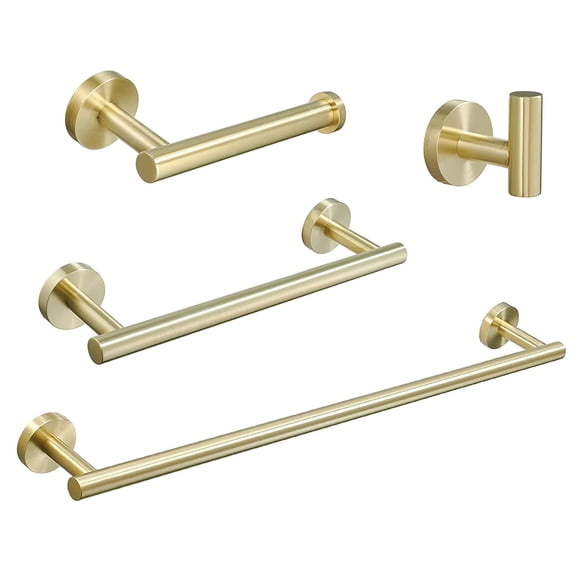 Bathroom Mirror 4-Pieces Brushed Nickel Gold Bathroom Accessories Set, Stainless Steel Bathroom Hardware Set, Bath Towel Bar Set, Towel Racks for Bathroom Wall Mounted.,Bathroom Cabinet