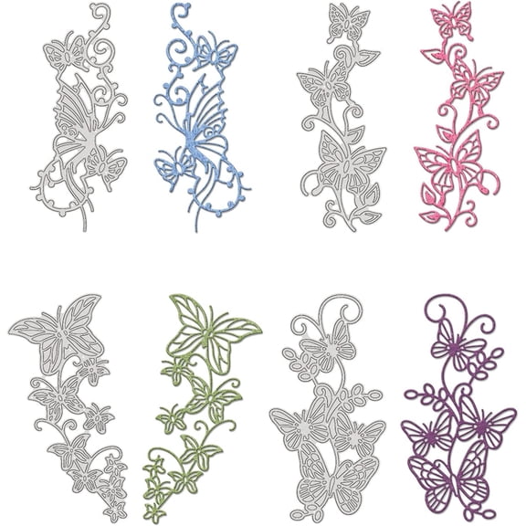 4 Pieces Butterfly Border Cutting Dies Metal Die Embossing Stencils for DIY Card Scrapbooking Craft Album Paper Decor Silver 1set