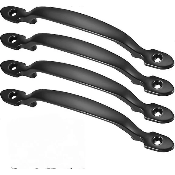 4 Pieces Cabinet Door Handles, Black Kitchen Furniture Handles, Sliding Pulls and Knobs with Screws for Wardrobe Drawer Shed