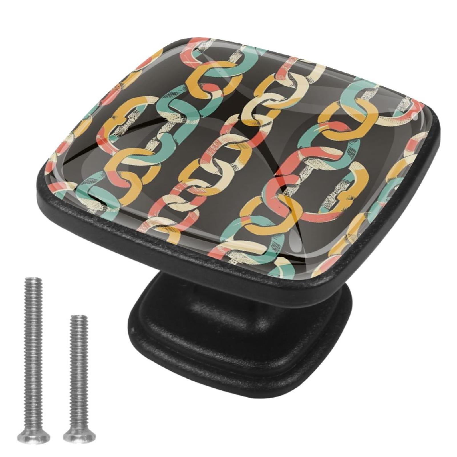 4 Pieces Knobs Colorful Vintage Chain Drawer Pulls for Kitchen