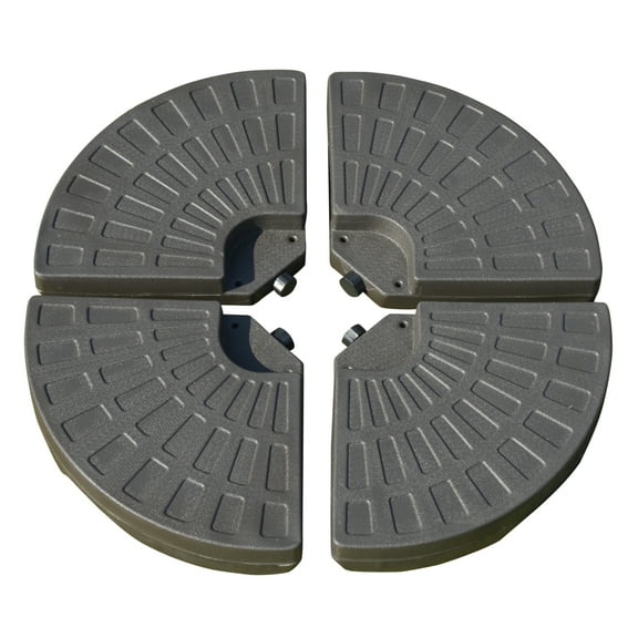 4 Pieces Cantilever Patio Umbrella Base, Fan Shaped Umbrella Weight w/ Built-In Handles & Rugged Material, 148 lbs Water and 220 lbs Water and Sand, Coffee