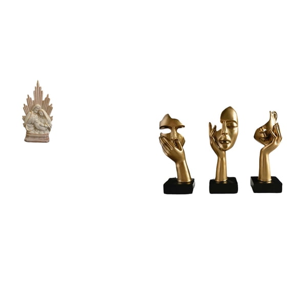 4 Pieces Catholic Statue Thinker Sculpture Figurine Resin Material Collection for Office Home Decoration