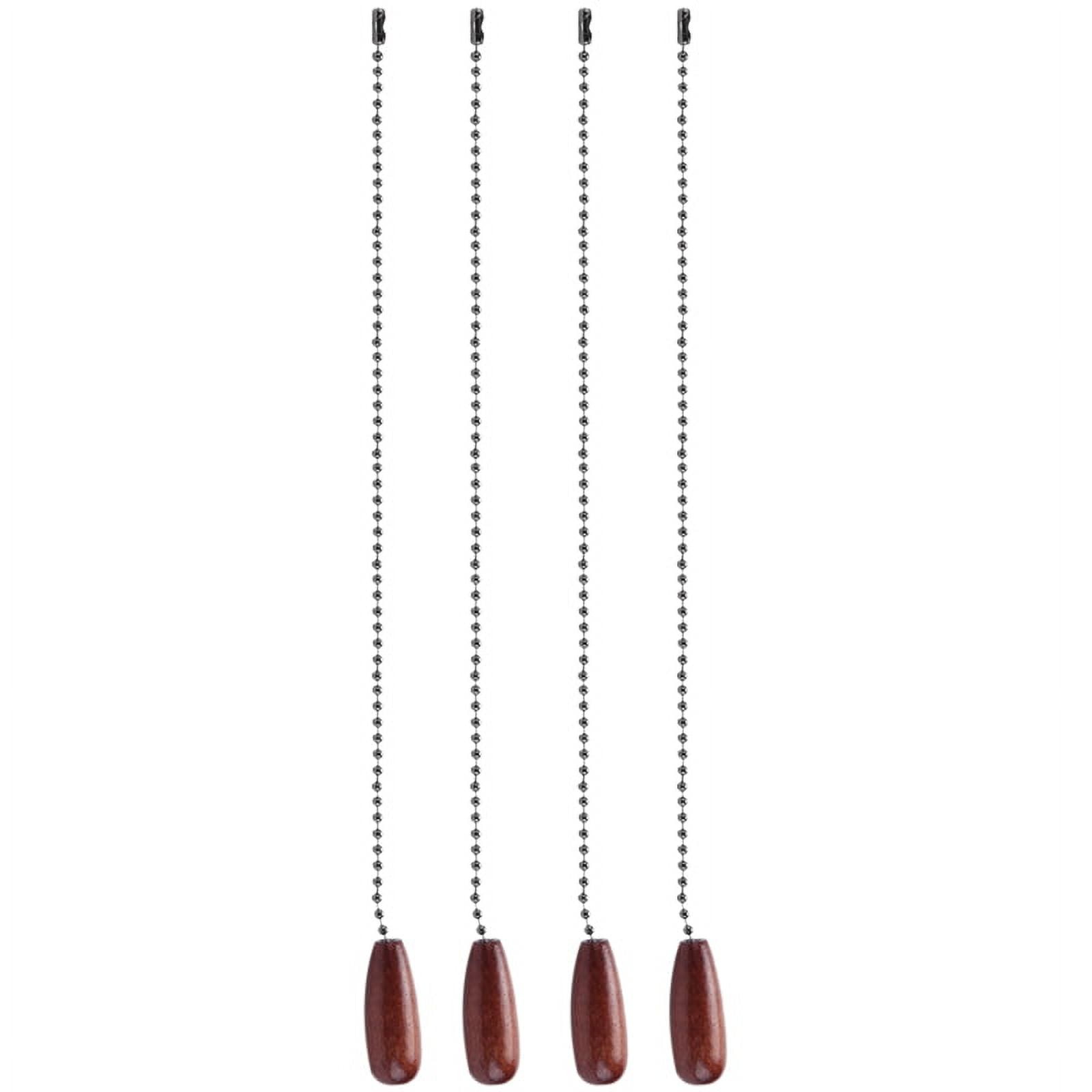 4 Pieces Ceiling Fan Chain Pulls Wooden Pull Chain Extension Pull Chain for Ceiling Light Lamp Fan Chain (Walnut Color)