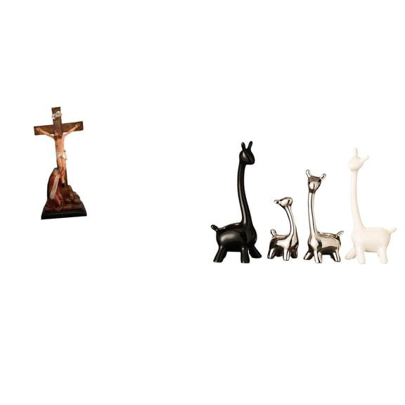 4 Pieces Ceramic Giraffe Statue Mother Mary Figurine Religious Collection for Living Room Decor Modern Tabletop
