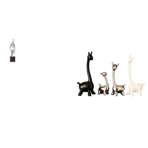 4 Pieces Ceramic Giraffe Statue Resin Art Figurine Creative Modern Ornament for Living Room Office Decor