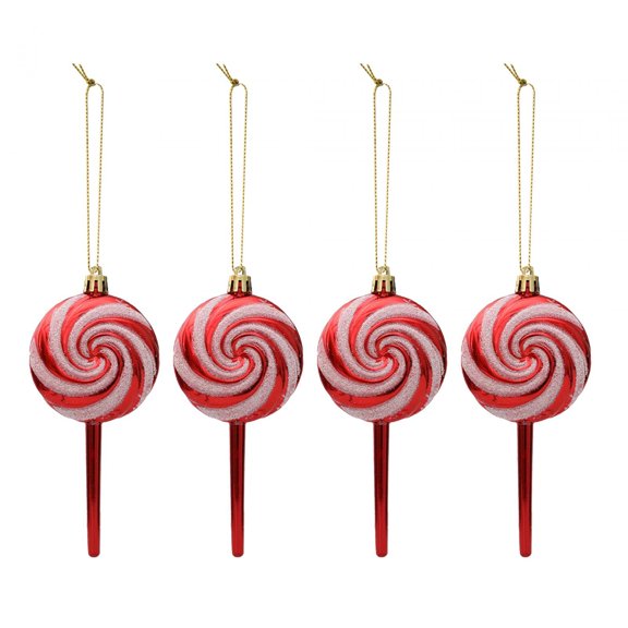 4 Pieces Christmas Lollipop Ornament Christmas Tree Hanging Ornament Cute Xmas Tree Pendant for Party Supplies Indoor Outdoor Red L