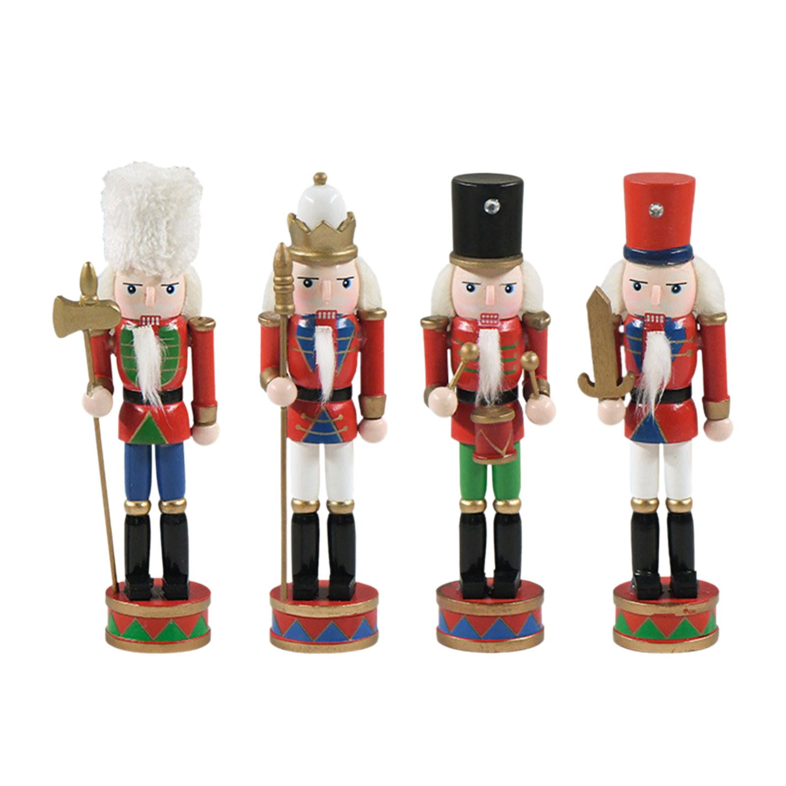 4 Pieces Christmas Nutcracker Figures Handmade for Outdoor Tabletop
