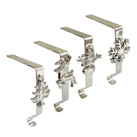 4 Pieces Christmas Stocking Hangers Holders Hooks Sturdy Metal for Holiday Party Fireplace Mantle Decor