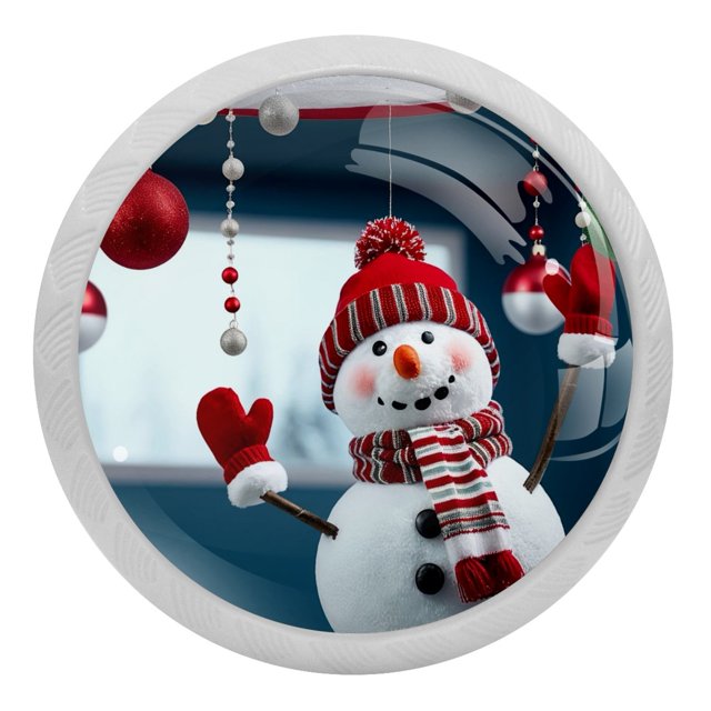 4 Pieces，Christmas snowman holiday party，Fluorescent knobs