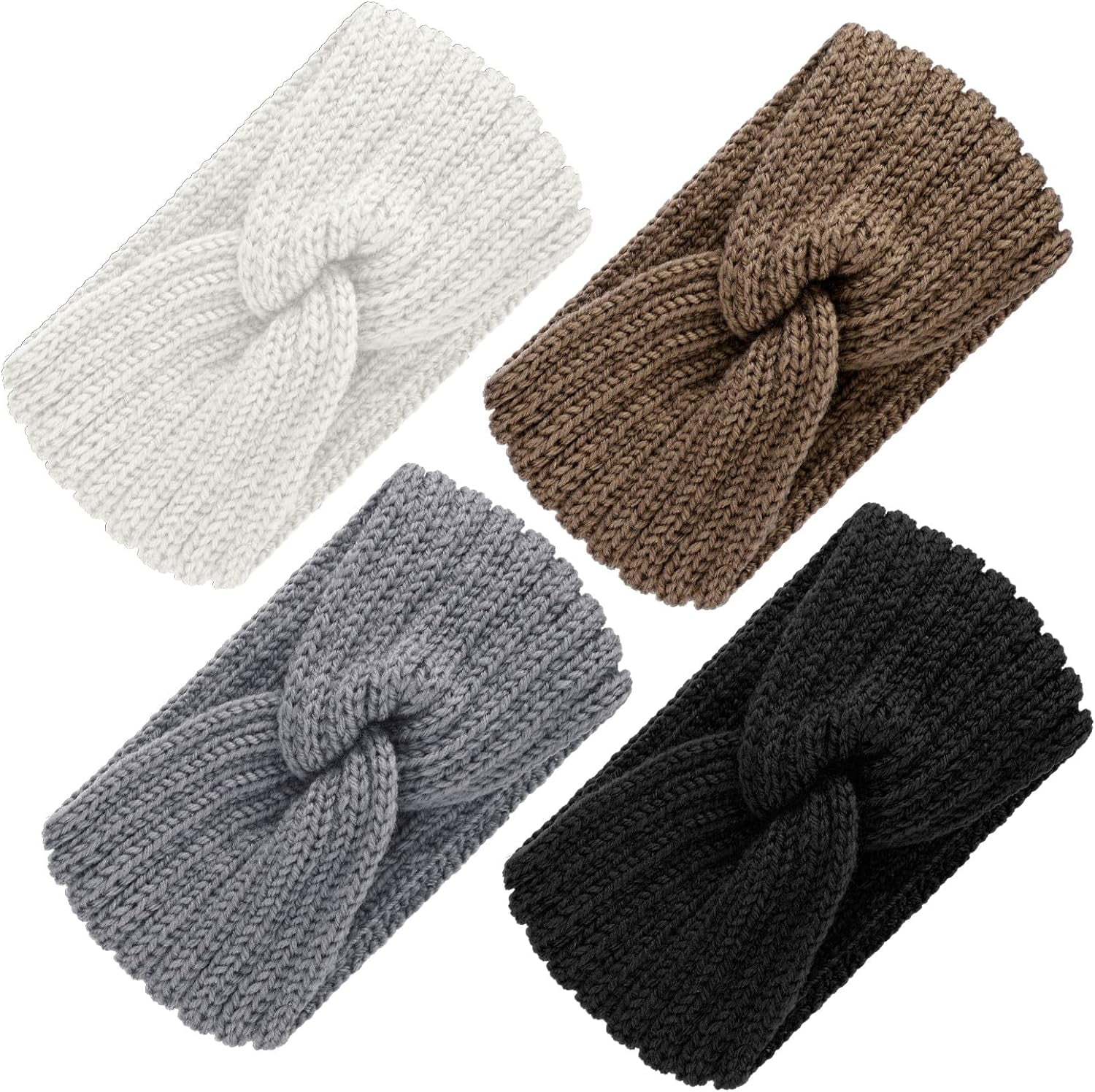 4 Pieces Chunky Knit Headbands Braided Winter Headbands Ear  display picture 1