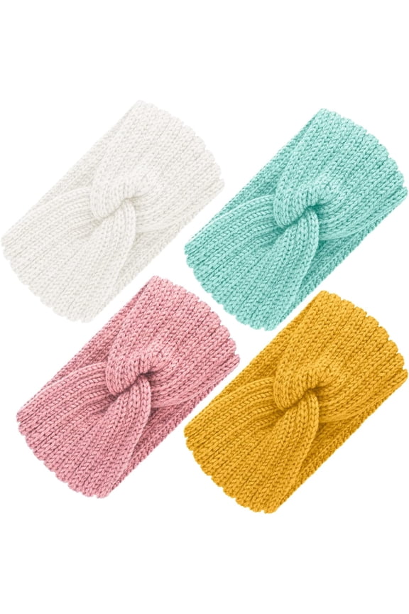 4 Pieces Chunky Knit Headbands Braided Winter Headbands Ear Warmers Crochet Head Wraps for Women Girls