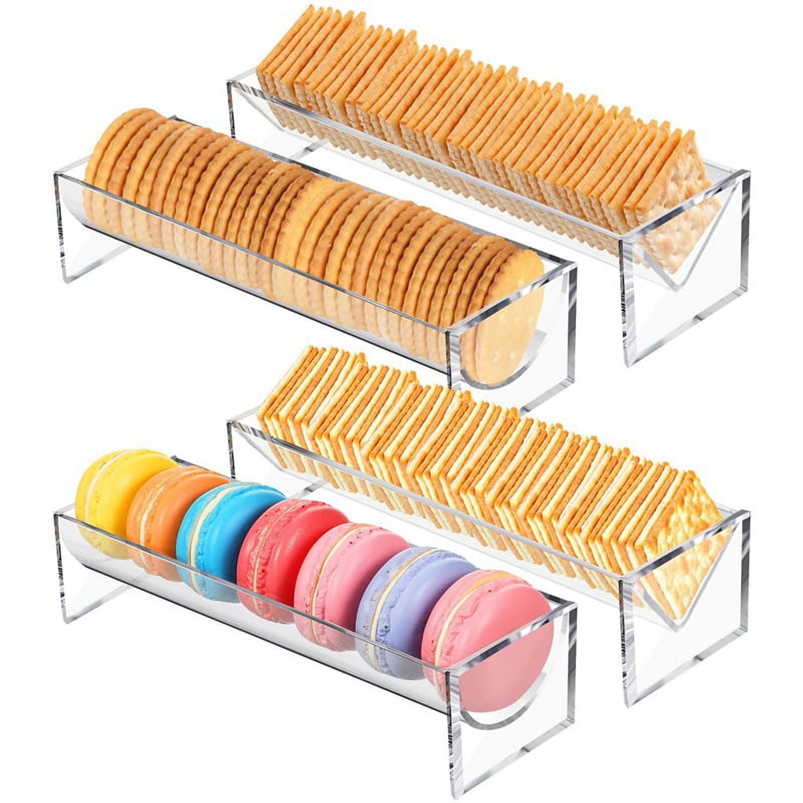 4 Pieces Clear Cracker Tray for Serving Rectangular Cracker Holder