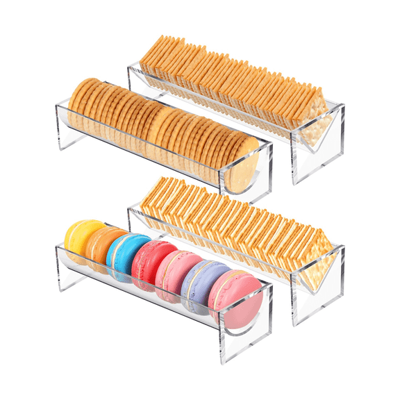 SENLLEO 4 Pieces Clear Cracker Tray for Serving Rectangular Cracker Holder Acrylic Serving Tray Food Display Stands for