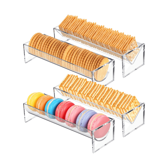 4 Pieces Clear Cracker Tray for Serving Rectangular Cracker Holder Acrylic Serving Tray Food Display Stands for