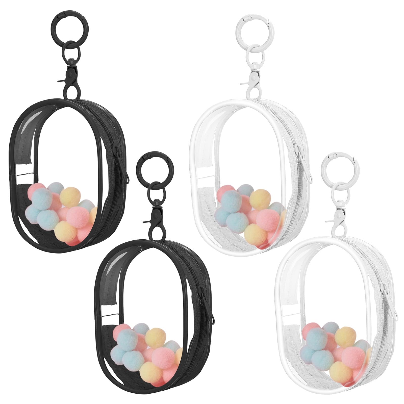 4 Pieces Clear Figure Display Bag with Keychain, Clear Pouch Keychain ...