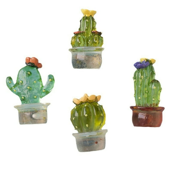 4 Pieces Clear Magnetic Fridges Magnets Cactus Succulent Themed Decorative Magnetic Refrigerator Stickers Resin Material