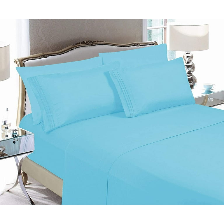 Hotel Quality Microfiber Sheet Set – 4-Piece Queen, Aqua Blue, Deep Pocket Up To 24 Inches