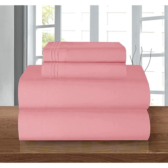 4 Pieces Comfy Breathable & Cooling Sheets Set Sheet set, Full, Dusty Rose