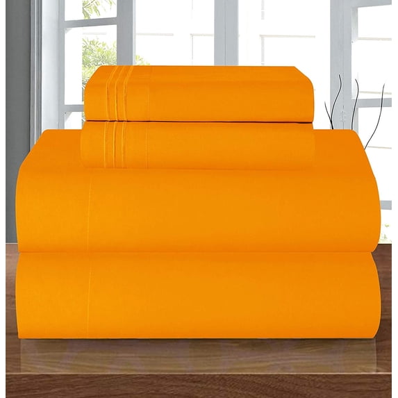 4 Pieces Comfy Breathable & Cooling Sheets Set Sheet set, Full, Elite Orange