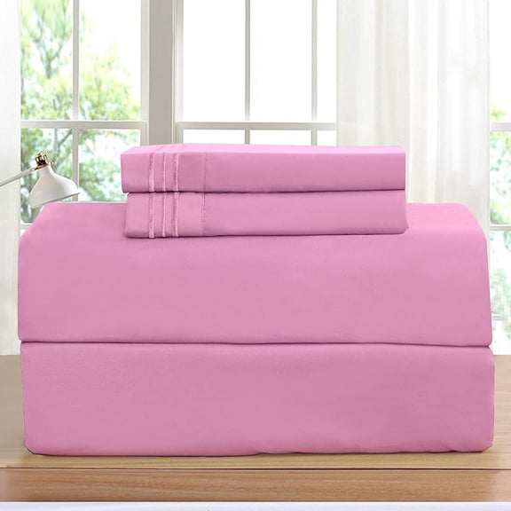 Elegant Comfort 4-Piece Microfiber Sheet Set, Deep Pocket, Wrinkle Resistant & Fade Resistant, Full, Blush Petal