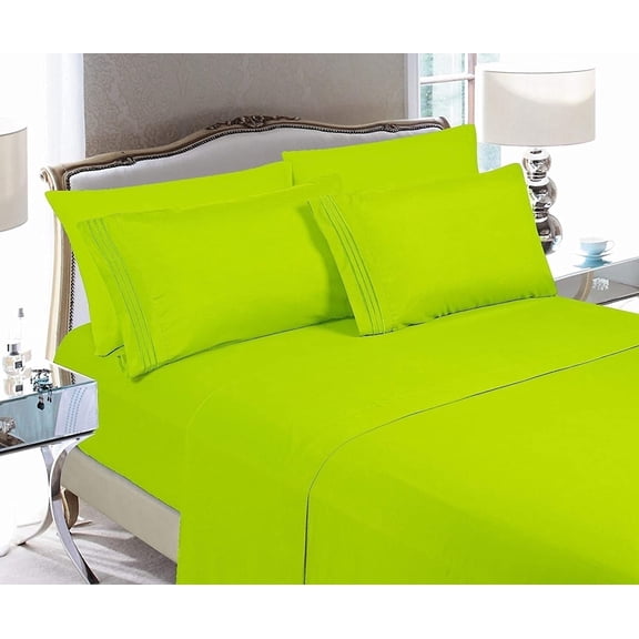Elegant Comfort 4-Piece Microfiber Sheet Set, Deep Pocket, Wrinkle Resistant & Fade Resistant, Full, Lime