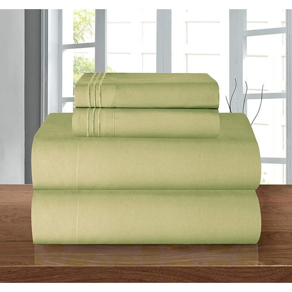 4 Pieces Comfy Breathable & Cooling Sheets Set Sheet set, Full, Sage/Green