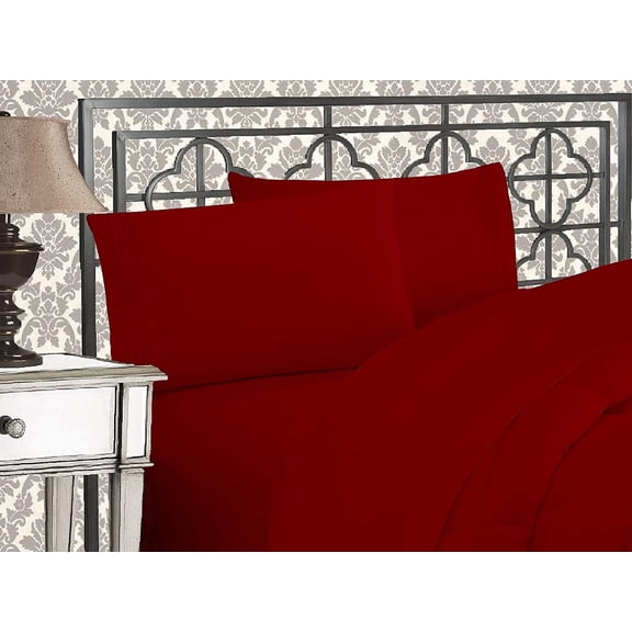 Elegant Comfort 4-Piece Microfiber Sheet Set, Deep Pocket, Wrinkle Resistant & Fade Resistant, King, Crimson Velvet