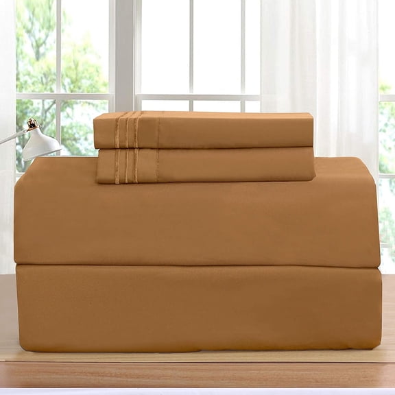 Elegant Comfort 4-Piece Microfiber Sheet Set, Deep Pocket, Wrinkle Resistant & Fade Resistant, Queen, Antique Copper