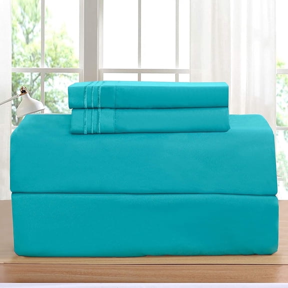 Elegant Comfort 1500 Thread Count Hotel Quality 4-Piece Queen Bed Sheet Set Turquoise