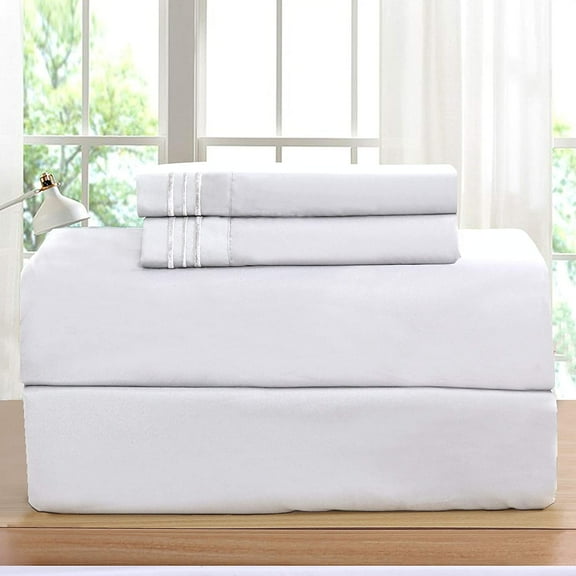 Elegant Comfort 1500 Premier Hotel Quality 4-Piece Bed Sheet Sets, Deep Pockets - Luxurious Wrinkle Free & Fade Resistant , Twin/Twin XL, White