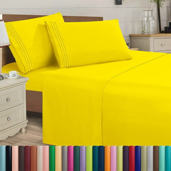 4 Pieces Comfy Breathable & Cooling Sheets Set Sheet set, Twin/Twin XL, Yellow