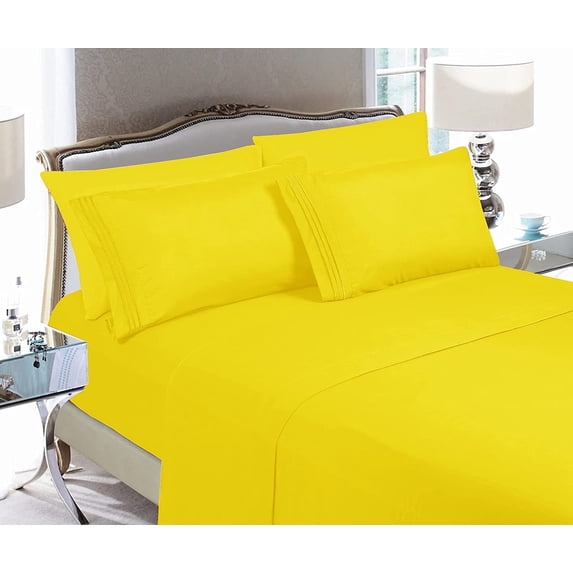 Elegant Comfort 1500 Premier Hotel Quality 4-Piece Bed Sheet Sets, Deep Pockets - Luxurious Wrinkle Free & Fade Resistant, Twin/Twin XL, Yellow