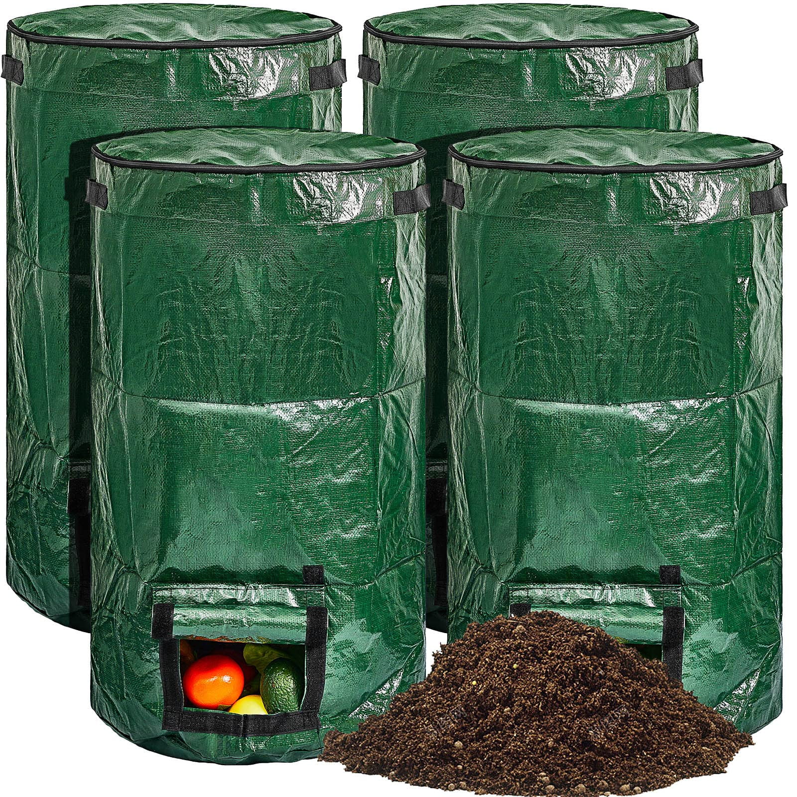 4 Pieces Compost Bin Bags Large 34 Gallon Reusable Yard Waste Bags Lawn
