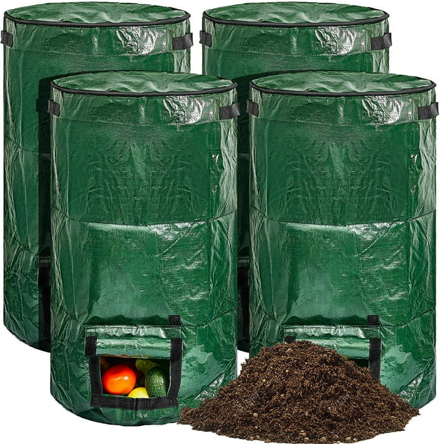 4 Pieces Compost Bin Bags Large 34 Gallon Reusable Yard Waste Bags Lawn