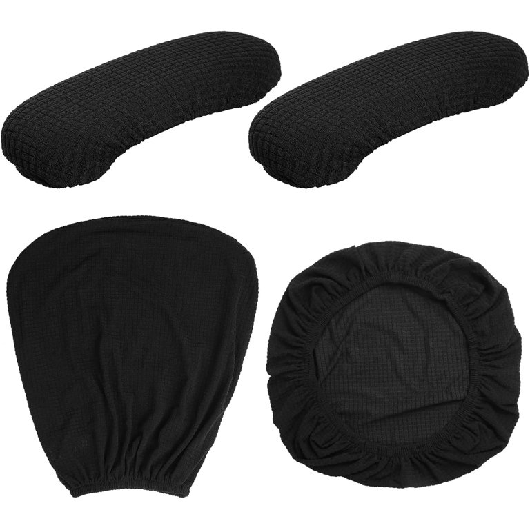 4-Piece Office Chair Cover Set - Stretchable Seat & Backrest Covers + Armrest Pads - Universal Fit For Desk Chairs