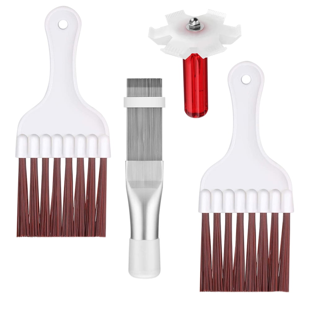 4 Pieces Conditioner Condenser Fin Cleaning Brush AC Fin Comb Stainless