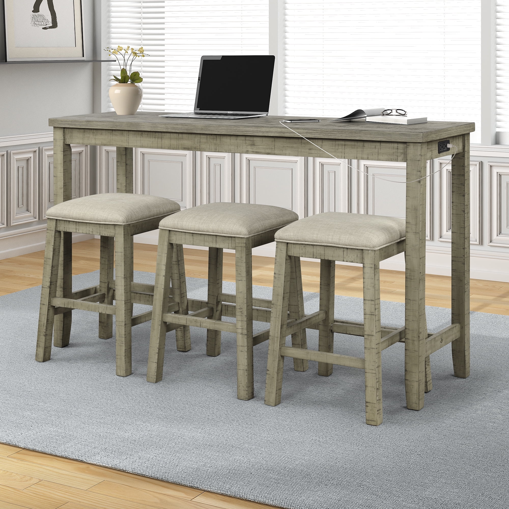 Harper & Bright Designs 4 Pieces Counter Height Table Bar Dining Set ...