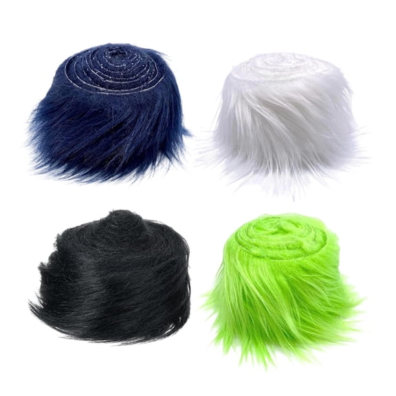 4 Pieces Craft Furs Shaggy Faux Furs Strip Precut 1.5m Comfortable Material for DIY Santa Claus and Gnome Hair