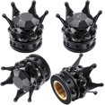 thumbnail image 1 of 4 Pieces Crown Tire Valve Stem Caps Bling Handmade Crystal Rhinestone Universal Chrome Crown Vehicle Car Tire Caps Covers, Attractive Accessories for Car (Black), 1 of 14