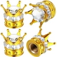 thumbnail image 1 of 4 Pieces Crown Tire Valve Stem Caps Bling Handmade Crystal Rhinestone Universal Chrome Crown Vehicle Car Tire Caps Covers, Attractive Accessories for Car (Gold and White), 1 of 14