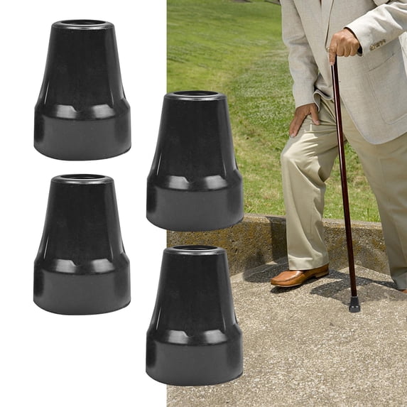 4 Pieces Crutch Tips Replacement/ Heavy Duty Sturdy Reinforced Durable Upgraded Thickened/ Crutch Feet Cap/ Cane Tips for Hiking Sticks/ Canes Black 22mm Hole