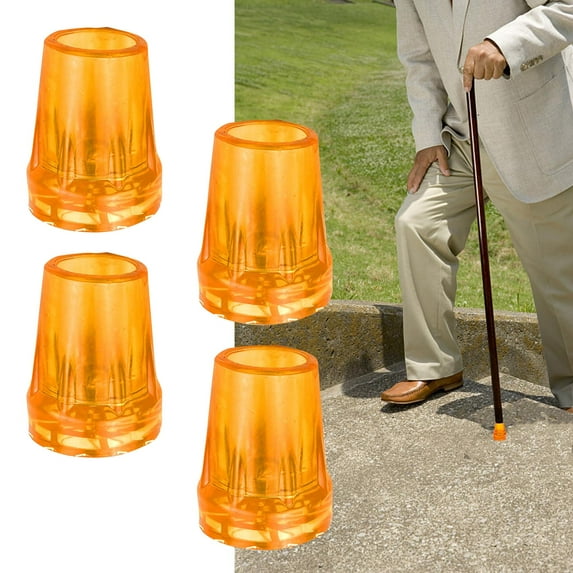 4 Pieces Crutch Tips Replacement/ Heavy Duty Sturdy Reinforced Durable Upgraded Thickened/ Crutch Feet Cap/ Cane Tips for Hiking Sticks/ Canes Yellow 25mm Hole