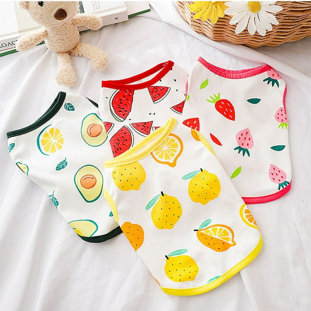 4 Pieces Cute Cotton Dog Shirt for Small Dogs Soft Puppy TShirts