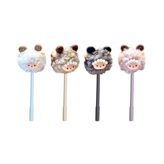 4 Pieces Cute Plush Decor Gel Pens, 0.5mm Black Ink Smooth Writing Ballpoint Pens, 4ml Large Ink Capacity Daily Writing Pens, Fashion Soft Ornament Stationery For Daily Note Taking And Casual Writing