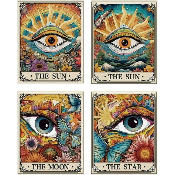 4 Pieces Cute Tapestries Tarot Eye Small Size Aesthetic Tapestry Wall Hanging Vintage Aesthetic Home Decoration