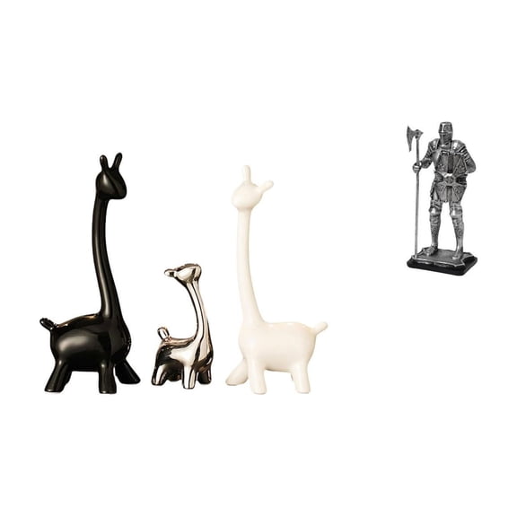 4 Pieces Deer Giraffe Knight Figurine Ceramic Modern Collectible Centerpiece for Bedroom Office Bookshelf