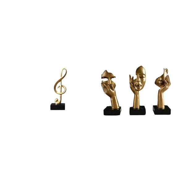 4 Pieces Desktop Figurine Music Note Sculpture Thinker Statue Resin Material for Office Home Hotel Decoration
