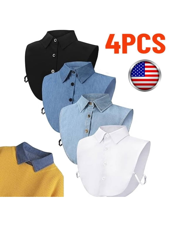 4 Pieces Detachable False Collars for Women, Fashion Round Dickies Blouse Tops, Versatile Layering Essentials for Office, Daily and Costumes