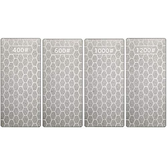 4 Pieces Diamond Sharpening Stone Grit Diamond Plate Honing Stone for Kitchen Sharpening Dull, Blunt or Tired Edges, 5.9 x 2.48 Inches(400/600/1000/1200 Grit)$$